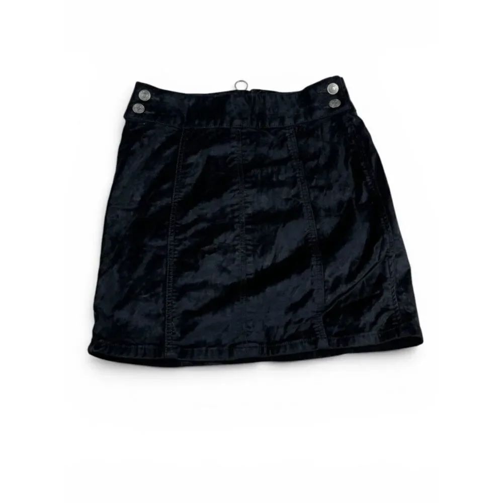 Free People Velvet Retro Mini Skirt Black 90s Y2K Comfort Stretch Slim Fit 0 25
